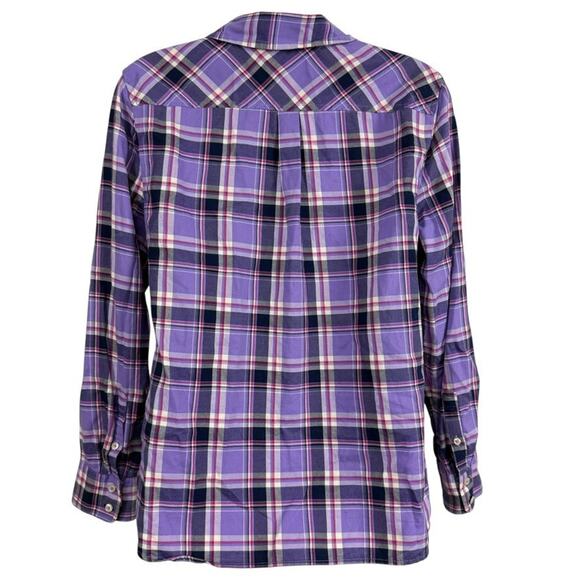 Talbots Petite Womens Purple Plaid Long Sleeve Button Up Shirt Top Blouse sz M P - Picture 14 of 16